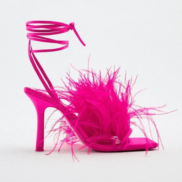 Zara Shoes Bloggers Fave Zara Feathered High Heels Sandals